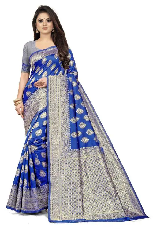 Aldwych Royal Blue Designer Banarasi Silk Saree