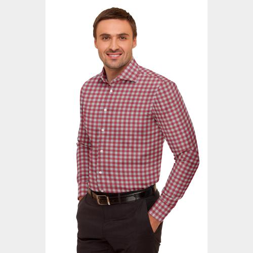 Genius Shirts 100% Cotton Check Formal Full Sleeve Shirt for Men - Salmon