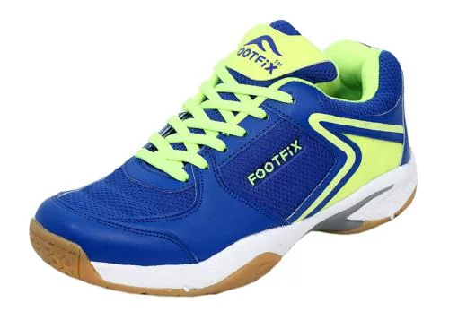 FOOTFIX Advance Badminton Shoes for Men, Non-Marking Shoes for Badminton, Blue-Parrot Size 8 Uk/Ind