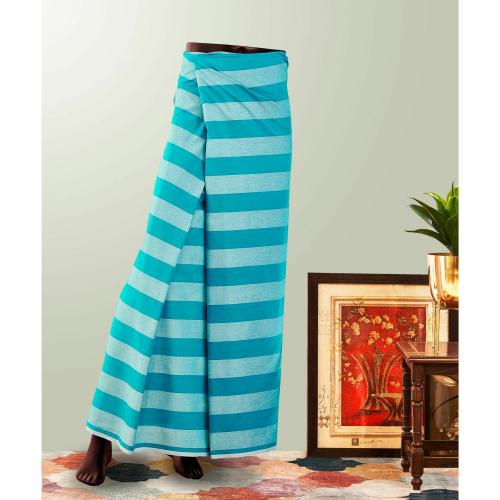 Buy Lungi Light Blue Striped Free Size Online at Best Prices in
