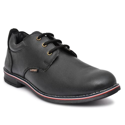 Stonix Premium Steel Toe Leather Formal Look Safety Shoe for Men###Heavy Duty Work Boots with Slip Resistant Outsole (Black)