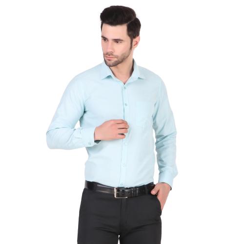 Casual-Shirt-For-Man's-Cotton-turquoise color-Full-Long-Sleeve-Office-Wear