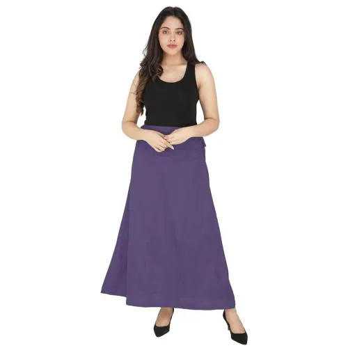 The Crafted Women's Pure Cotton Readymade Inskirt Saree Petticoats Combo with Handmade Nada (Blue Diamond)
