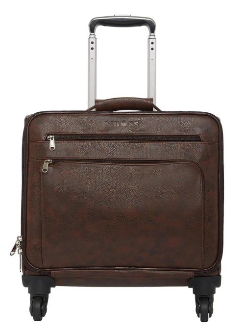 Buy Mboss Brown Faux Leather Laptop Trolley Bag, 33 L Online at Best