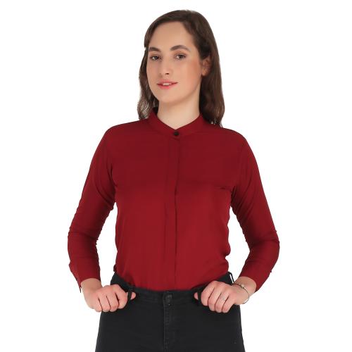 Hunoor Formal Women and Girls Shirts Maroon Size Pack of 1 l women formal shirt l women shirt