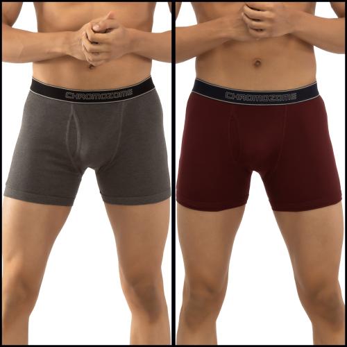Chromozome Men MULTI 8 Solid 100% Cotton Pack of 2 Trunks