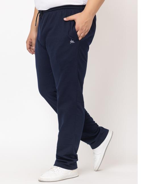YHA Men's Regular Fit Solid Plus Size Winter Lowers Navy