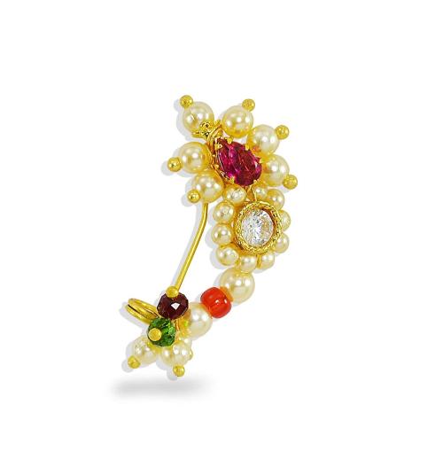 Buy Jewelopia Maharashtrian AD Nath CZ Nose Stud Pin Traditional Bridal Nath Wedding Jewelry