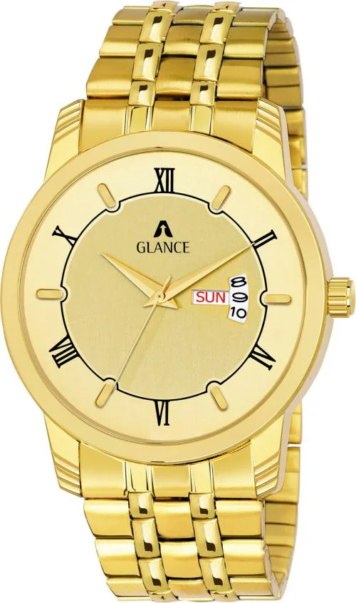 Buy Aglance Analog Gold Dial Gold Strap Watch For Men Online at Best