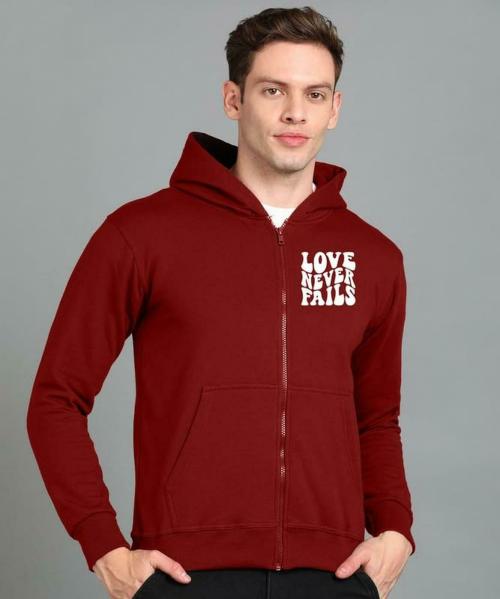 FALTU.CO FALTU.CO Love Never Fails Back Printed Rich Cotton Winter Wear Hooded Sweatshirt for Men's & Boys- Cotton, Casual, Lightweight, Fashionable, Trendy, Solid Men's Winter Hoodie