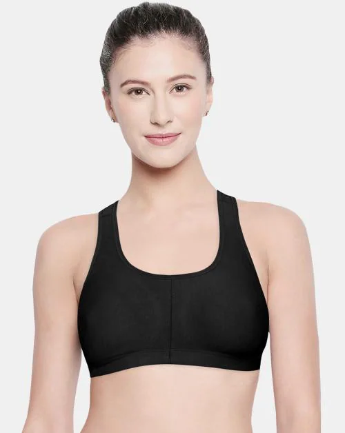 Bodycare Women Cotton Spandex Full Coverage Non Padded Sports Bra Bra E1612-B