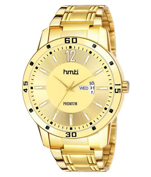Hmti Exclusive Golden Dial Men's Analog Wrist Watch: - HMTI-1056