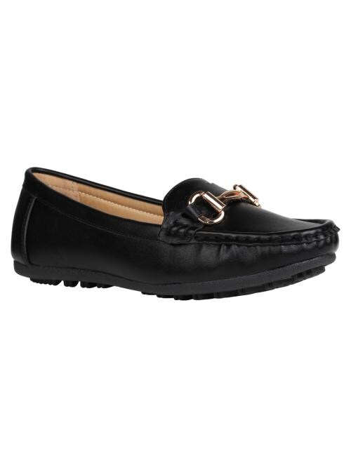 Addons Black Mocassins for Women