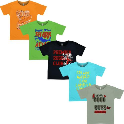 Motus Cotton Boys Half Sleeve Tshirt - Pack of 5