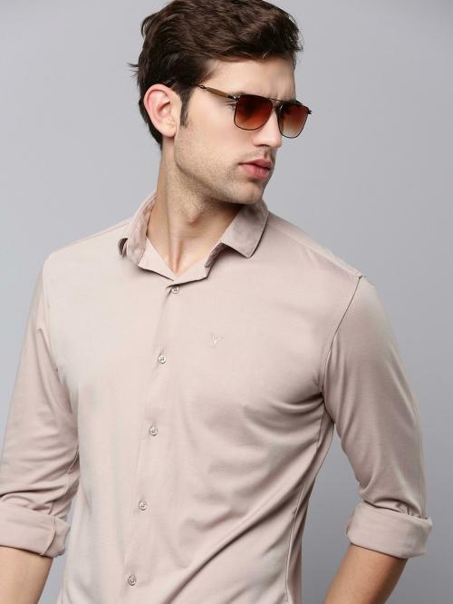 SHOW OFF Men's Nude Solid Cotton Shirts