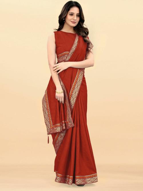 Crally Latest Red Heavy Border Silk Party Wear saree for woman