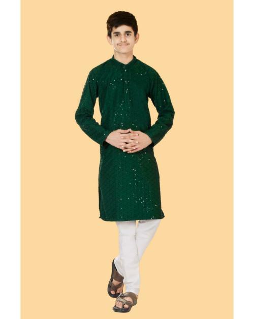 DIGIMART Boys Festive & Party Kurta and Pyjama Set  (Green Pack of 1)