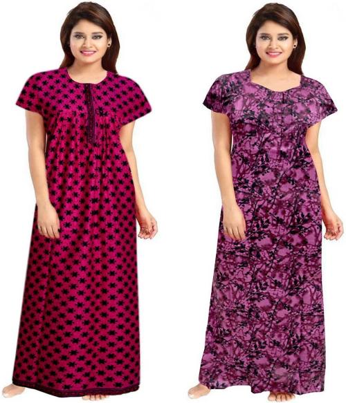 ONBUFF Pack of 2 Women Nighty Set  (Multicolor)