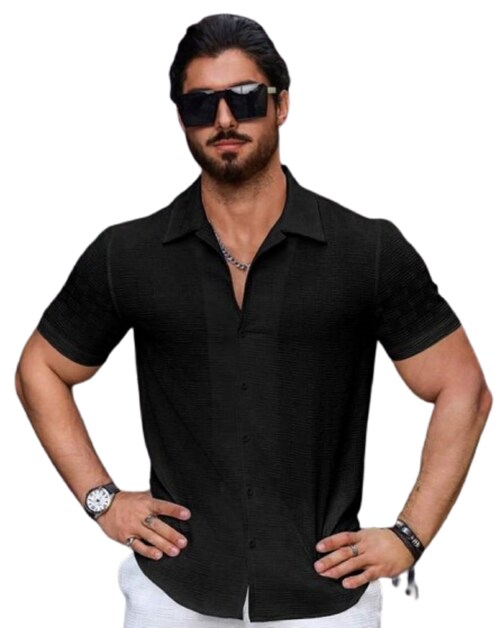 GILUDI MENS WEAR HEAVY POPCORN INPORTED FABRIC HALF SLEEVE SHIRT,CASUAL COMFORTABLE, WITH TRENDY POPCORN TEXTURE,NEW ARRIVAL SHIRT, DOUBLE POCKET SHIRT FOR MEN Incomplete