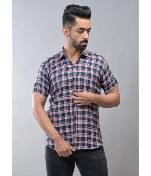 BASE41 Half Sleeve Checkered Casual Shirt for Men
