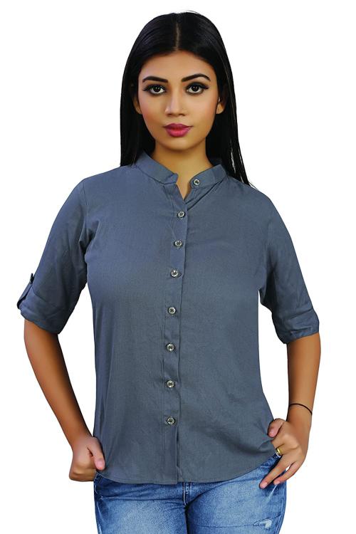 Akash Fashion Women and Girls Light Grey Rayon Shirt JioMart
