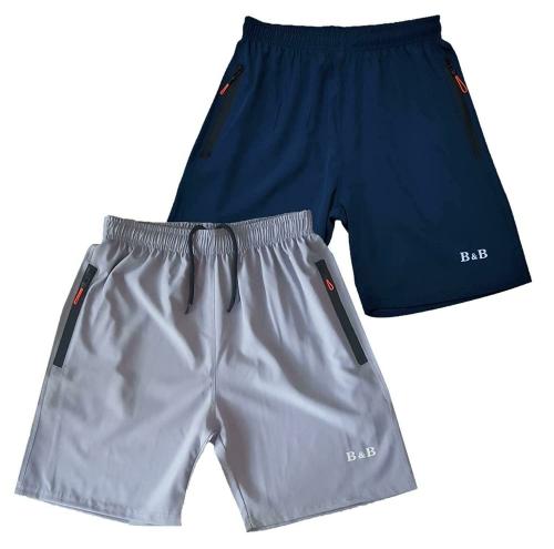 Buttons & Bows Men's Relax fit/Dry Fit Shorts/Knickers with 02 Zip Pocket/Light Weight Quick Dry/Regular Fit/Machine Wash-02 Pieces- Grey & Navy Blue