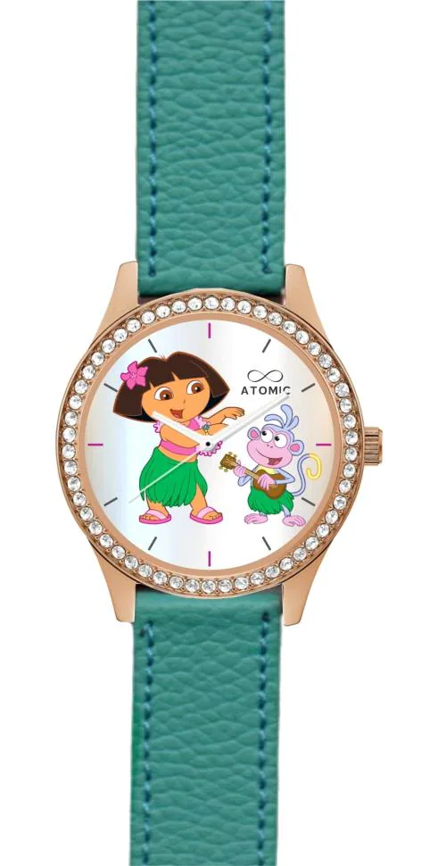 Atomic Premium Quality Rosegold Green Strap DORA watch for Girls