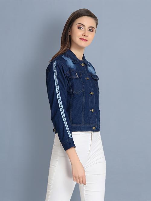 BuyNewTrend Women Dark Blue Denim Jacket
