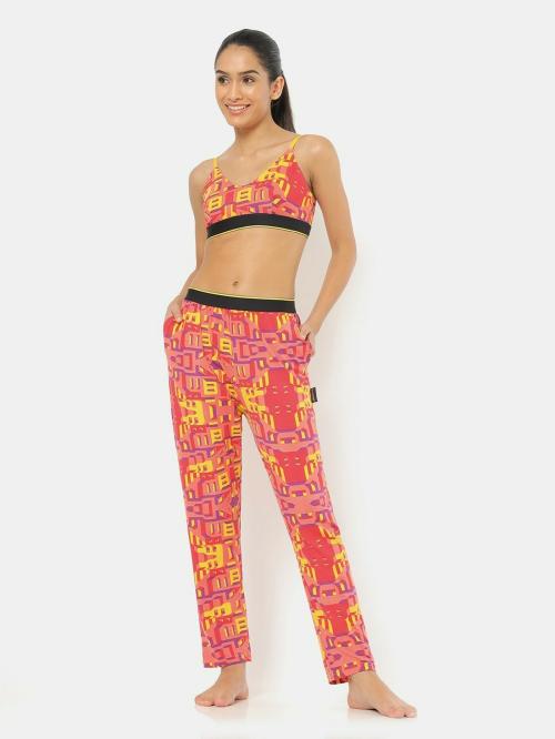 Bummer Bricked Red Printed Modal 24/7 Pyjamas for Women