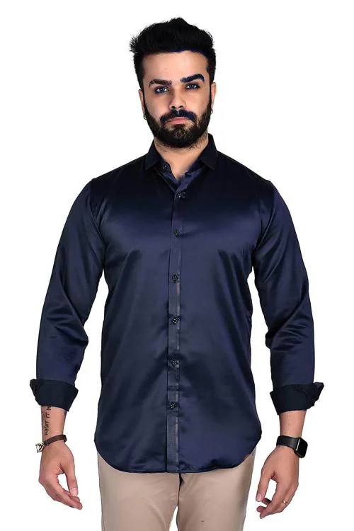 Selyem Men Blue Casual Shirt Blue XXXL