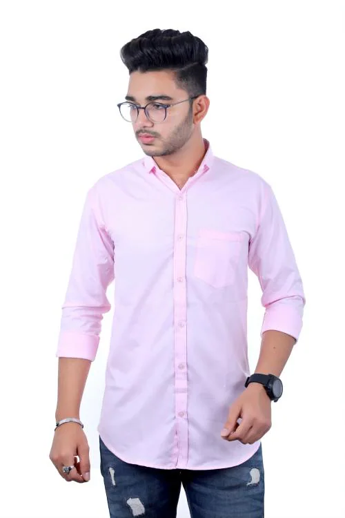ALMORA Men's Slim fit Cotton Casual Shirt with Spead Collar & Full Sleeves