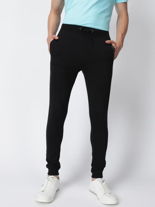 BLUE TYGA Black Men Solid 100% Cotton Joggers