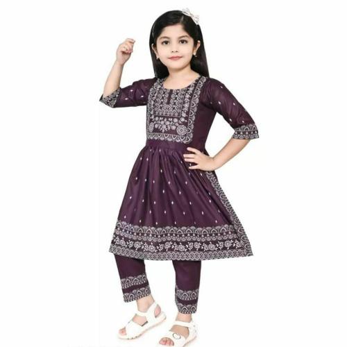 MYTEX FASHION Nayara Cut Kurta and Pant for Baby Girls | Traditional Kurta Pant | Kurta and Pant | Kids Kurta Pant | Color-Maroon | Size-2-3Y