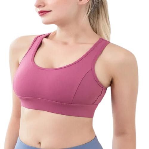 Glamoras Women Nylon Spandex Padded Wirefree Back Hook High Impact Work Out Bra with Supportive Racerback Removable Pads Push Up Workout Bra for Gym Yoga Workout Running, Size: M-2XL