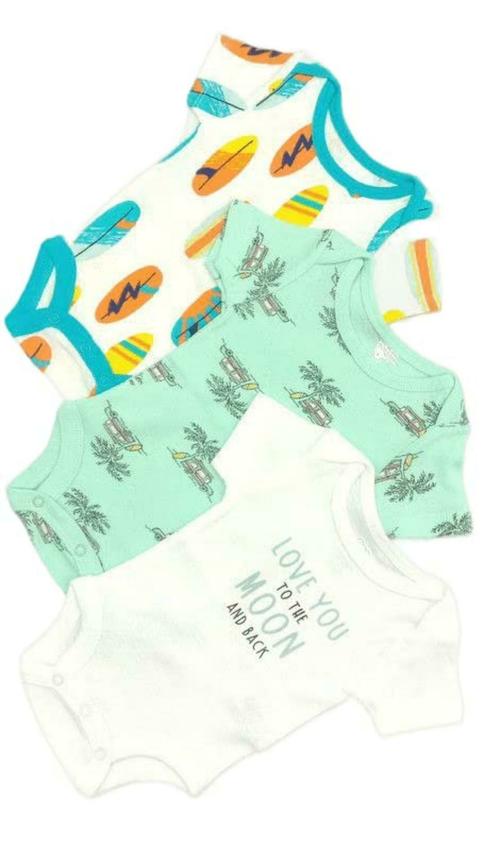 Pelian Unisex Multicolor Embroider Cotton Pack Of 2 Baby Romper (3-6 Months)