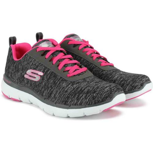 Skechers Women's Flex Appeal 3.0-Insiders Black/Hot Pink Sports Shoe