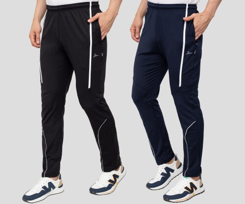 ZEFFIT Men Multicolor Solid Poly Lycra Pack of 2 Track Pants
