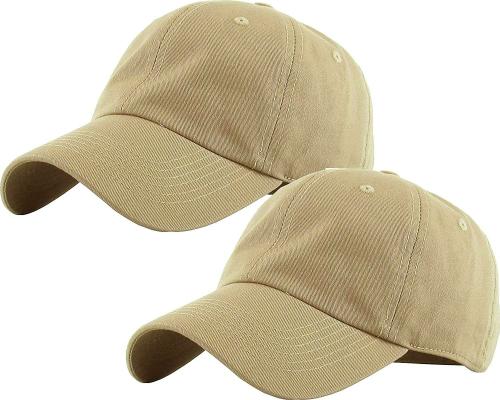 ZIPPER-G Unisex Khaki Cotton Pack of 2 Baseball Cap (Free Size)