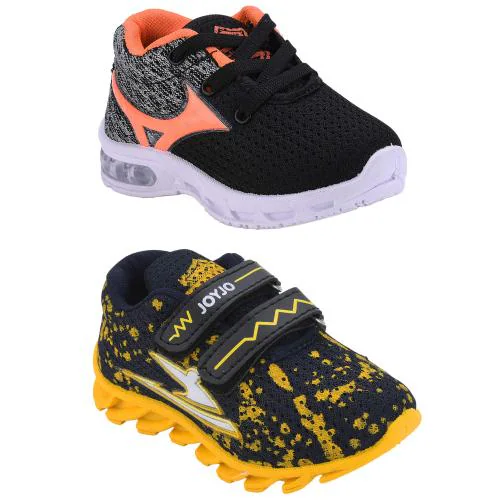 SMARTOTS Combo Pack of 2 Kids Shoes with Light and Velcro-Orange/Yellow