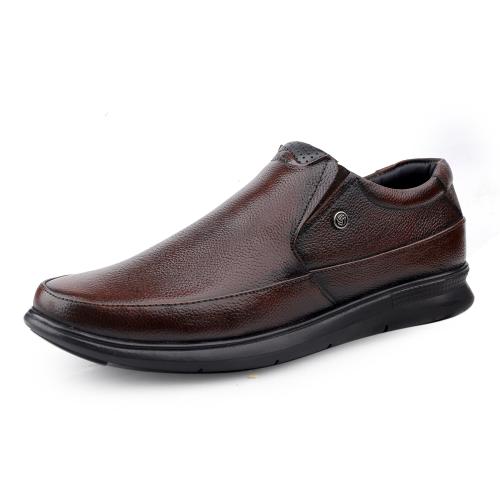 Bacca Bucci Grain Milled Leather All Day Wear Office Slip on Formal Shoes with Memory Comfort footbed for men | UK- 06 to 14 Brown
