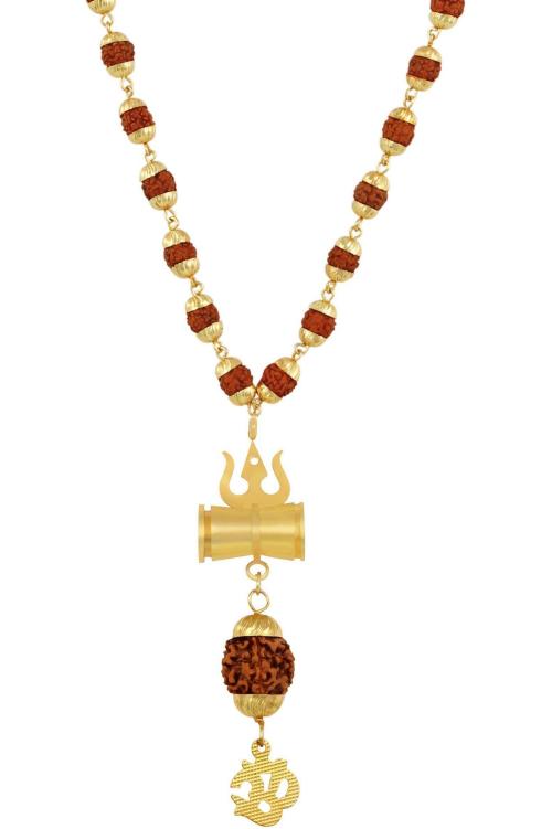 Buy Charms Om Inspired Panch Mukhi Rudraksh With Mala Goldplated Alloy