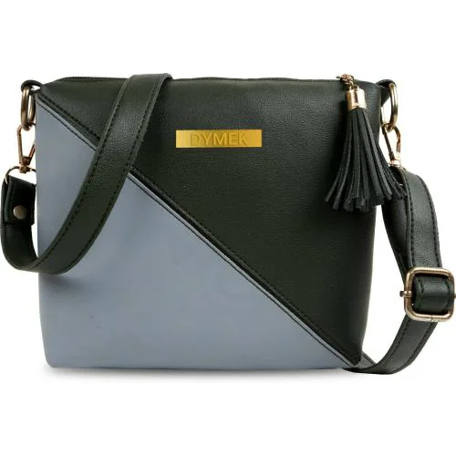 Dymek Women Green PU Sling Bag