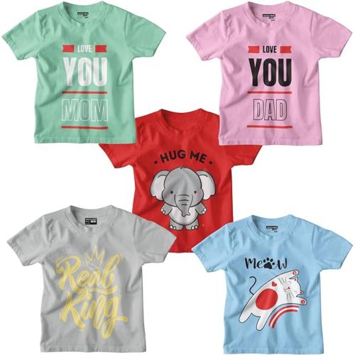 YOUTH'S TREND Kids Tshirts for Boys/Girls Pack of 5 100% Cotton Kids Tshirts for Boys/Girls - Regular Fit Casual Tshirts for Unisex.