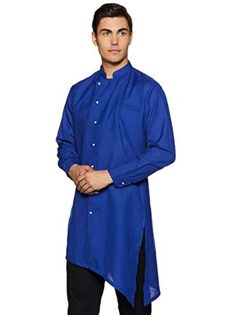 Buy Royal Kurta Mens Blue Cotton Linen Kurta (Xl) Online at Best Prices