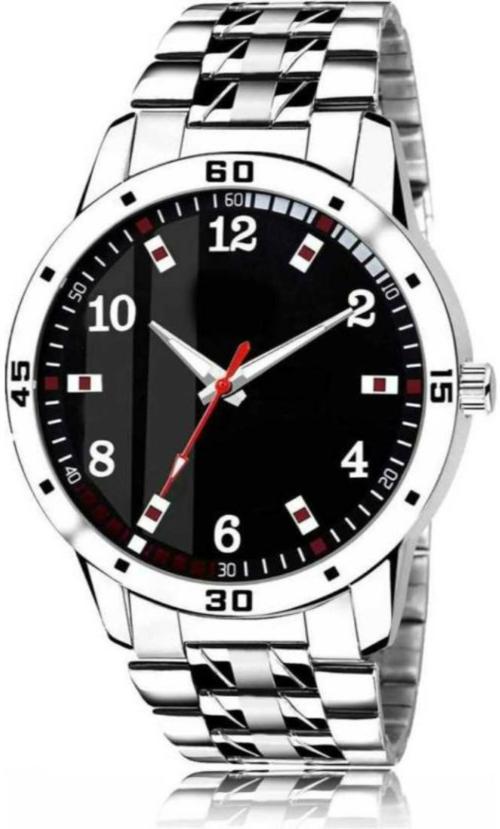 Bolun Analog Black Dial Silver Strap Watch For Men