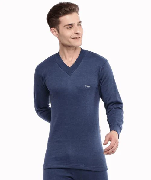 DOLLAR Men Blue Solid Fleece Thermal Vests