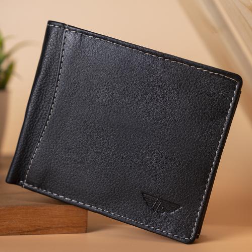 Red Tape Men Black Leather RFID Wallet