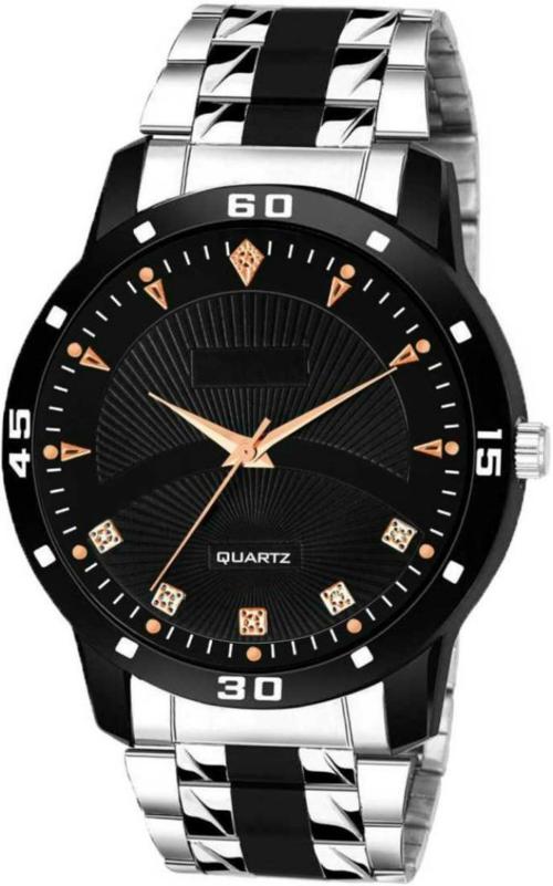 Bolun Analog Black Dial Silver Strap Watch For Men (Pack Of 2)