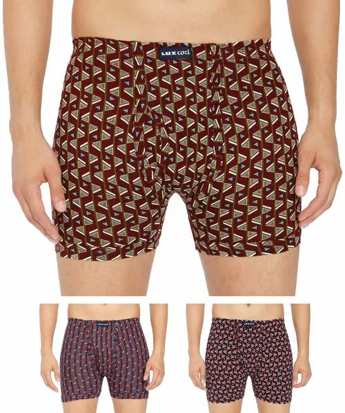 Lux Cozi Men's Cotton Boxers (Pack of 3) (Bigshot_Long_Printed_90CM)