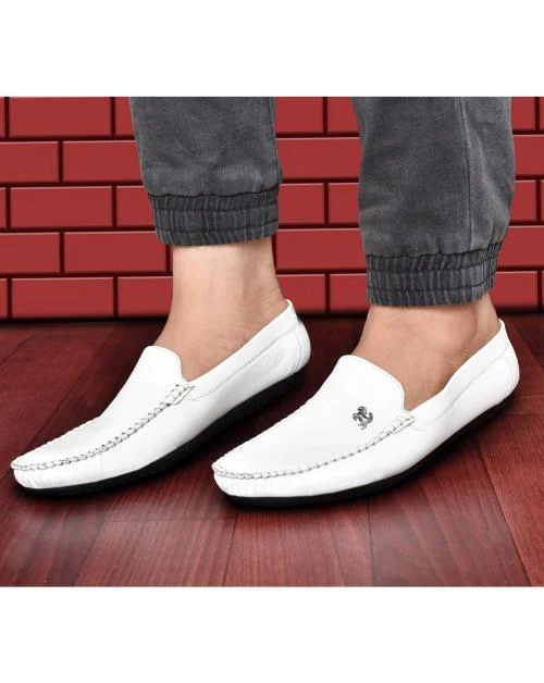 Ovexa Stylish Party Wear Loafer Shoe For Men White Color